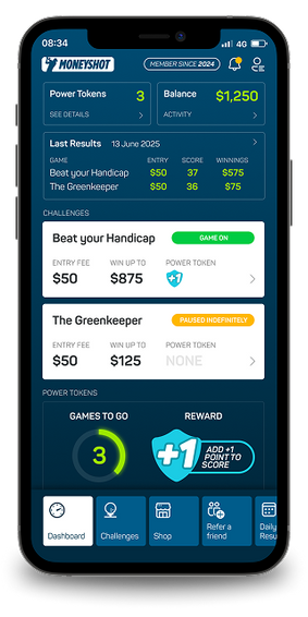 MoneyShot App Dashboard Screen